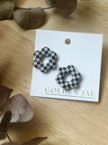 Statement Flower Studs (Checkers)