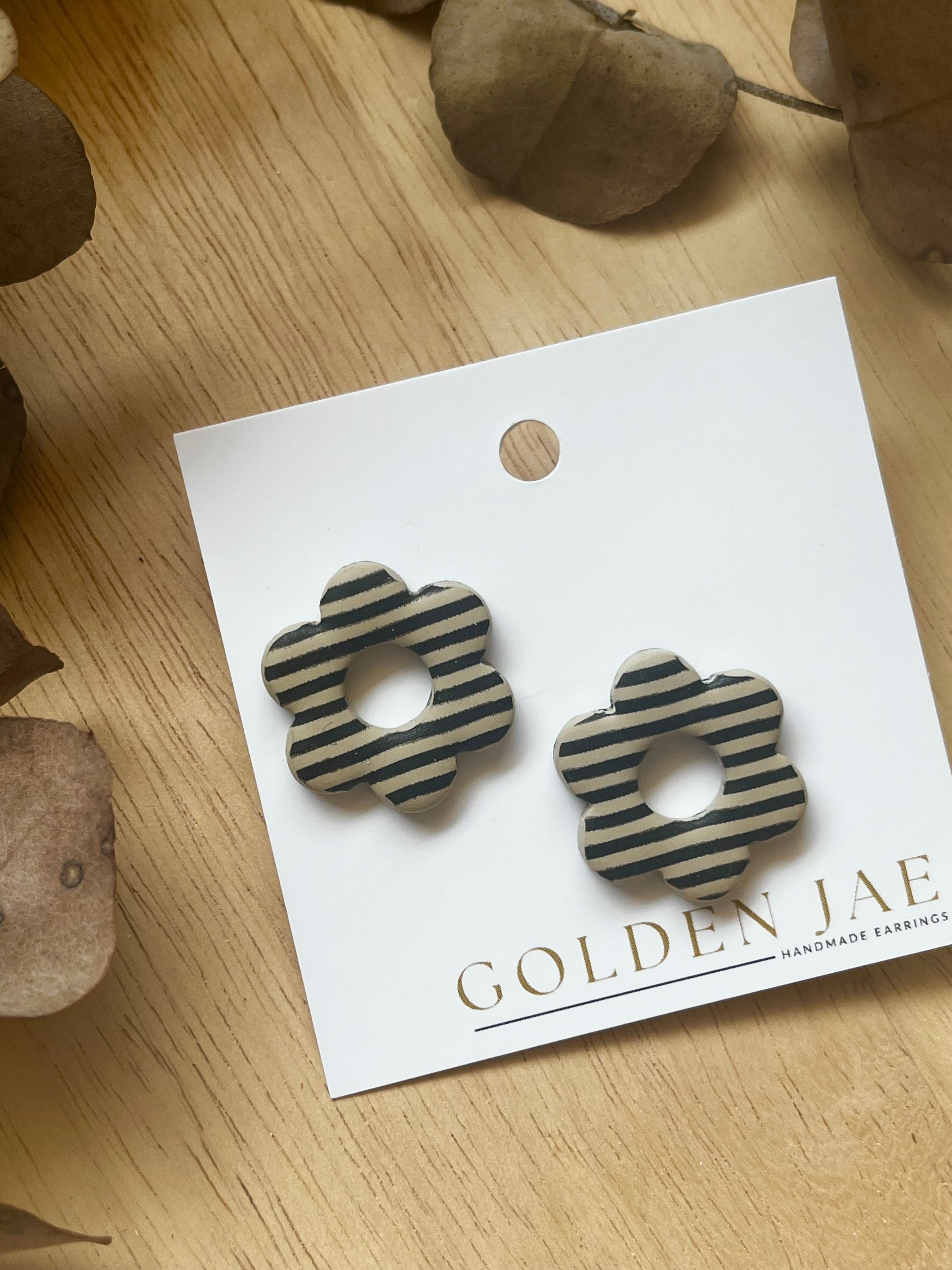 Statement Flower Studs (Stripes)