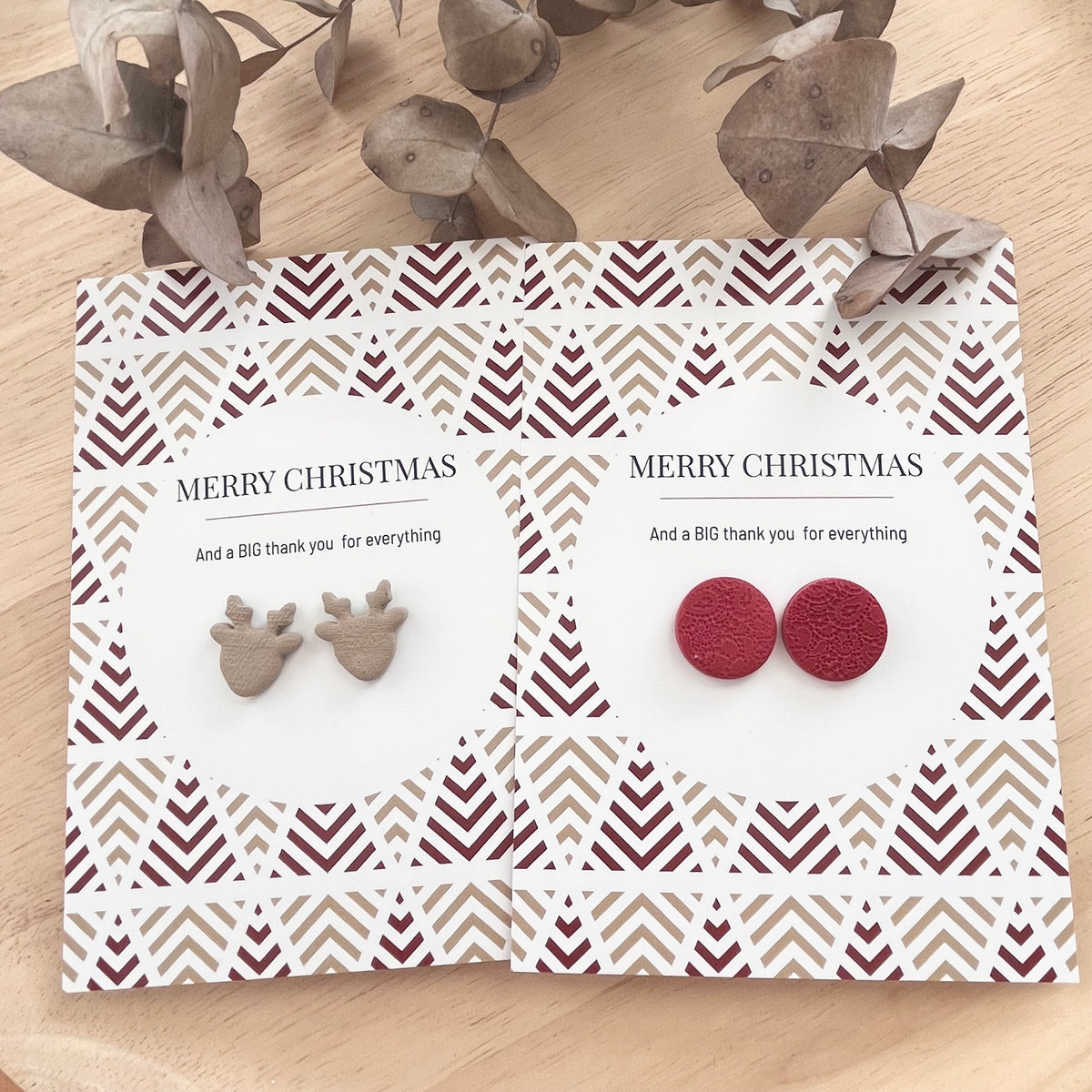Gift Card & Earrings - Red Merry Christmas
