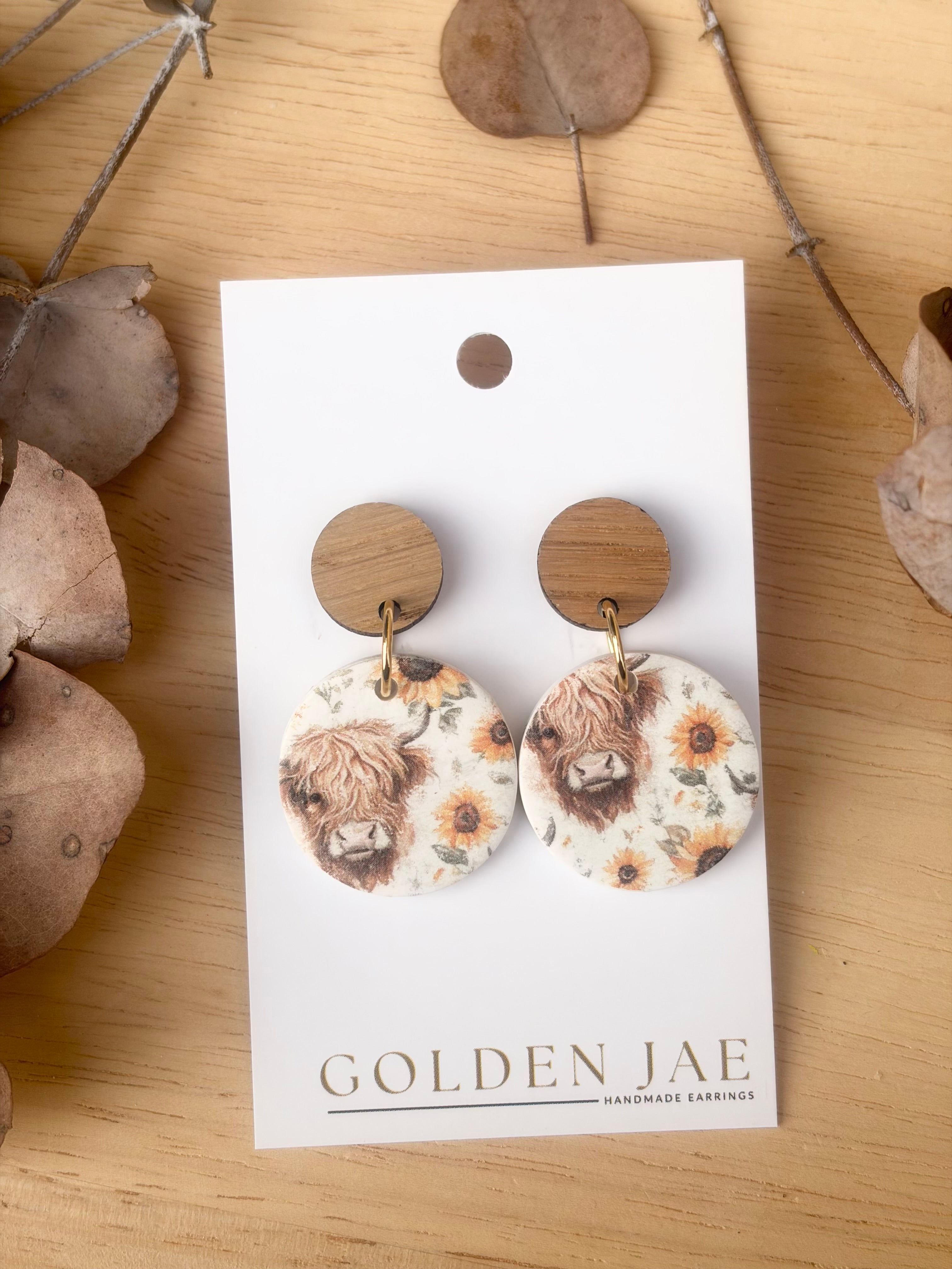Highland Cow Print Dangles #1