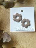 Statement Flower Studs (Tan)