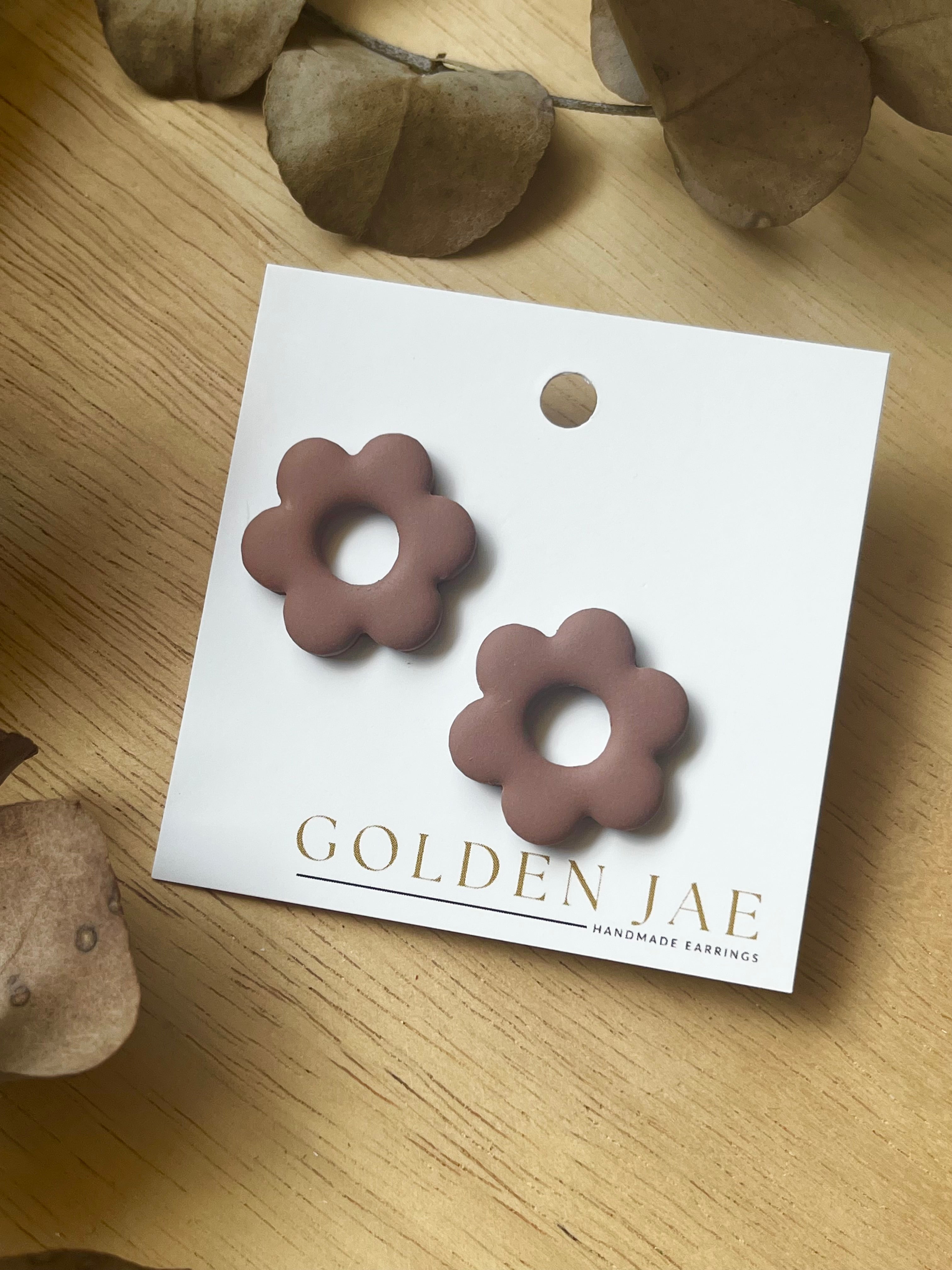 Statement Flower Studs (Dark Dusty Pink)