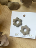 Statement Flower Studs (Khaki)