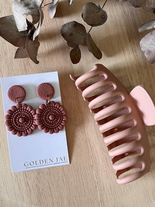 Hair Claw & Earring Gift Box (Dusty Pink)