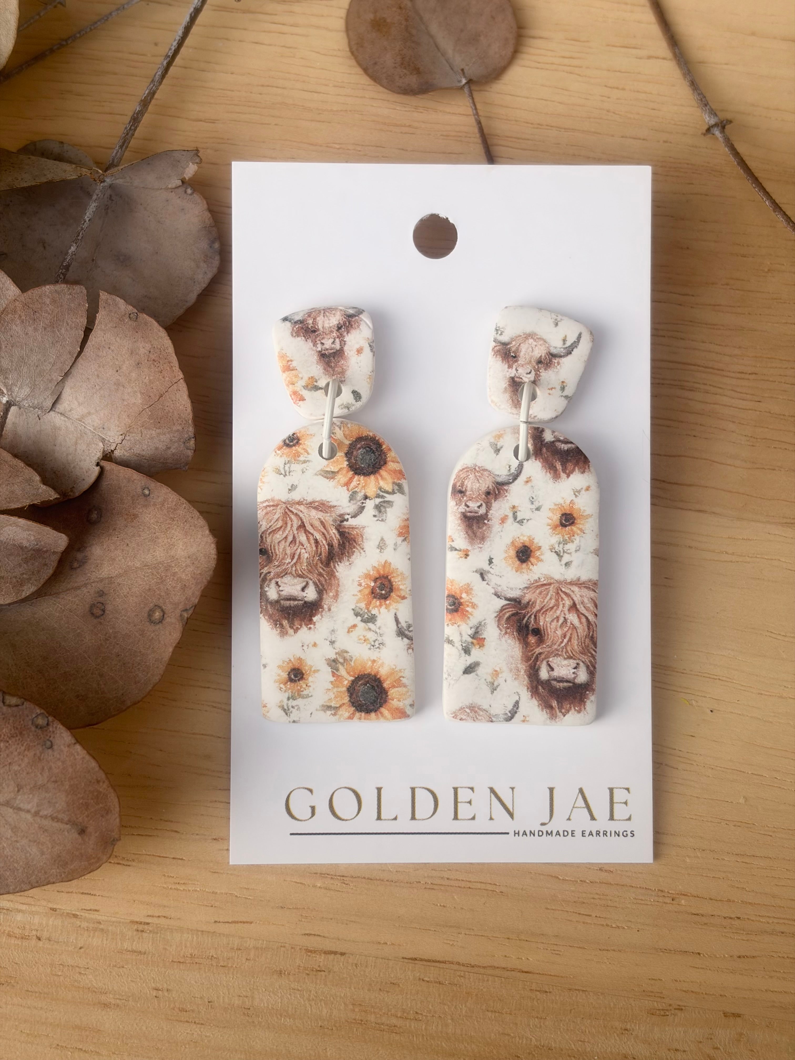 Highland Cow Print Dangles #2