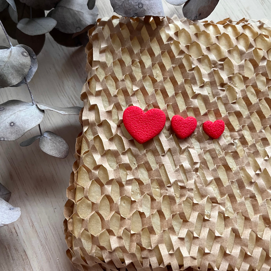 Heart Studs (Red Texture Clay)