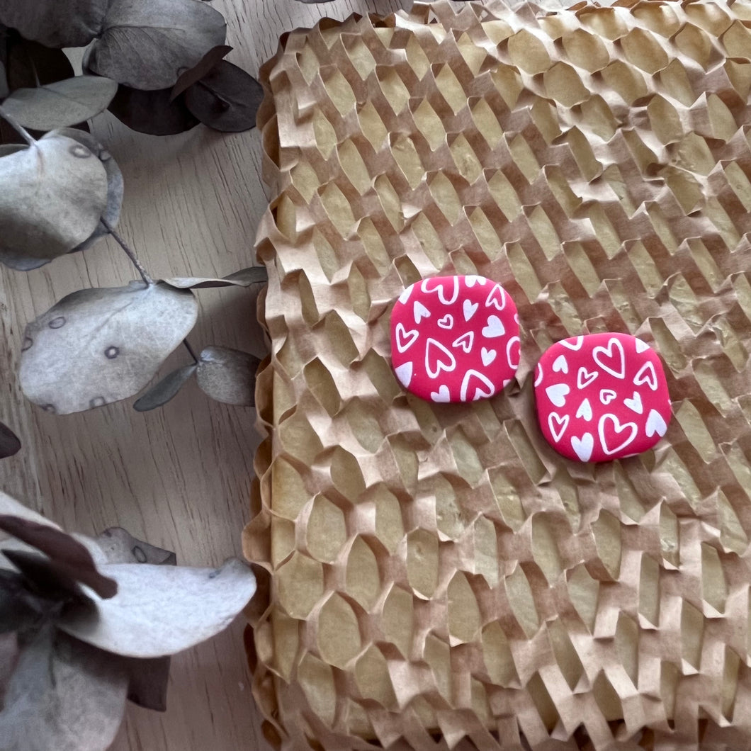 Valentines Square Studs (Clay)