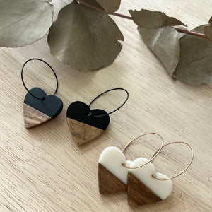 Wooden Heart Hoops